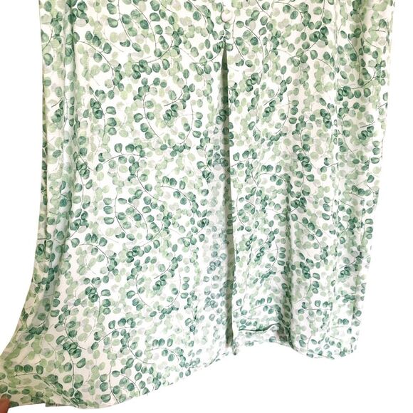 H&M White Green Eucalyptus Plant Print Ciottagecore Midi Split Skirt Size 6 - Picture 5 of 7